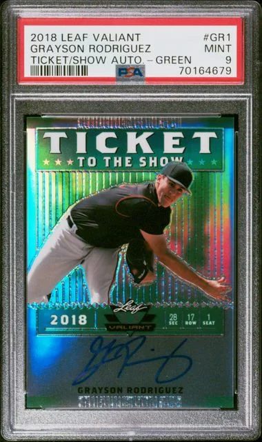2018 Leaf Grayson Rodriguez Valiant Ticket To The Show Autograph Green #TS-GR1 card image
