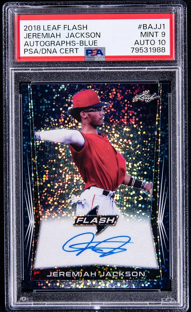 2018 Leaf Jeremiah Jackson Flash Autographs Blue #BAJJ1 card image
