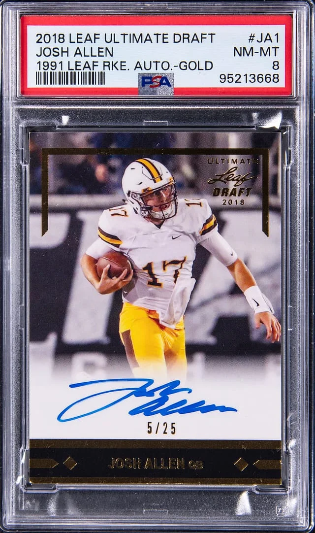 2018 Leaf Josh Allen Ultimate Draft 1991 Leaf Autograph Gold #GLR-JA1 card image