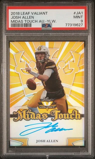 2018 Leaf Josh Allen Valiant Midas Touch Autograph Yellow #JA1 card image
