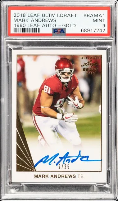 2018 Leaf Mark Andrews Ultimate Draft 1990 Leaf Autograph #BAMA1 card image
