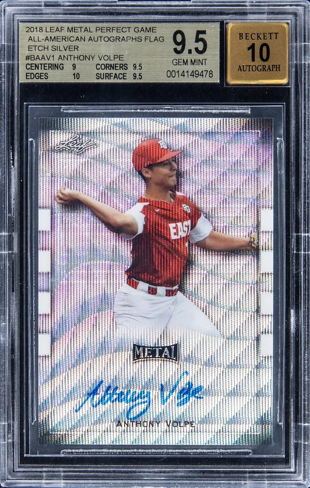 2018 Leaf Metal Anthony Volpe Perfect Game All-American Autographs Flag Etch Silver #BA-AV1 card image