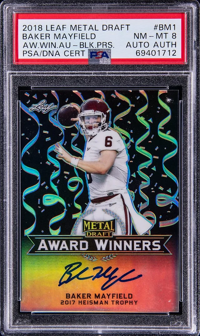 2018 Leaf Metal Baker Mayfield Draft Award Winners Autographs Black Prismatic #BM1 card image