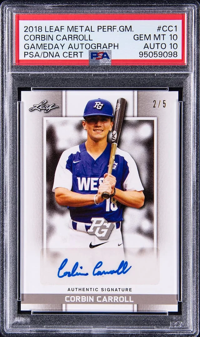 2018 Leaf Metal Corbin Carroll Perfect Game All-American Gameday Autograph #GD-CC1 card image