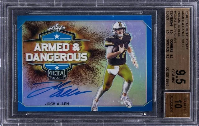 2018 Leaf Metal Josh Allen Draft Armed and Dangerous Prismatic Blue #AD-JA1 card image