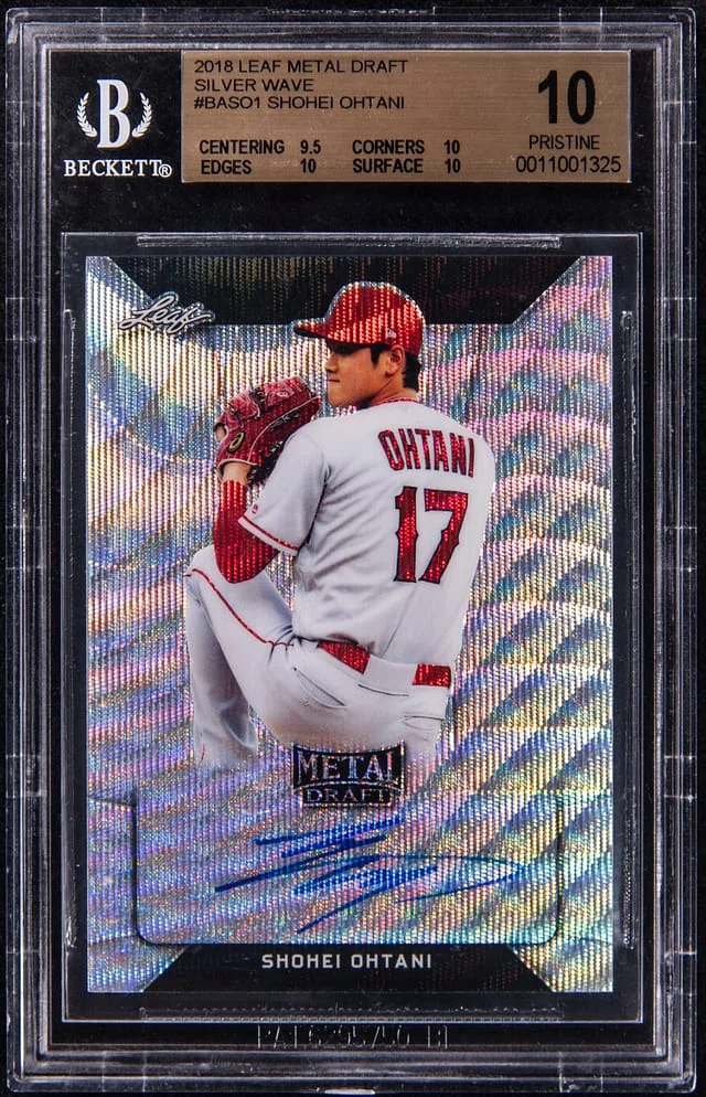 2018 Leaf Metal Shohei Ohtani Draft Silver Wave #BA-S01 card image