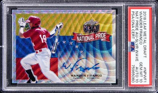 2018 Leaf Metal Wander Franco Draft National Pride Autograph Silver Wave #NP-WF1 card image