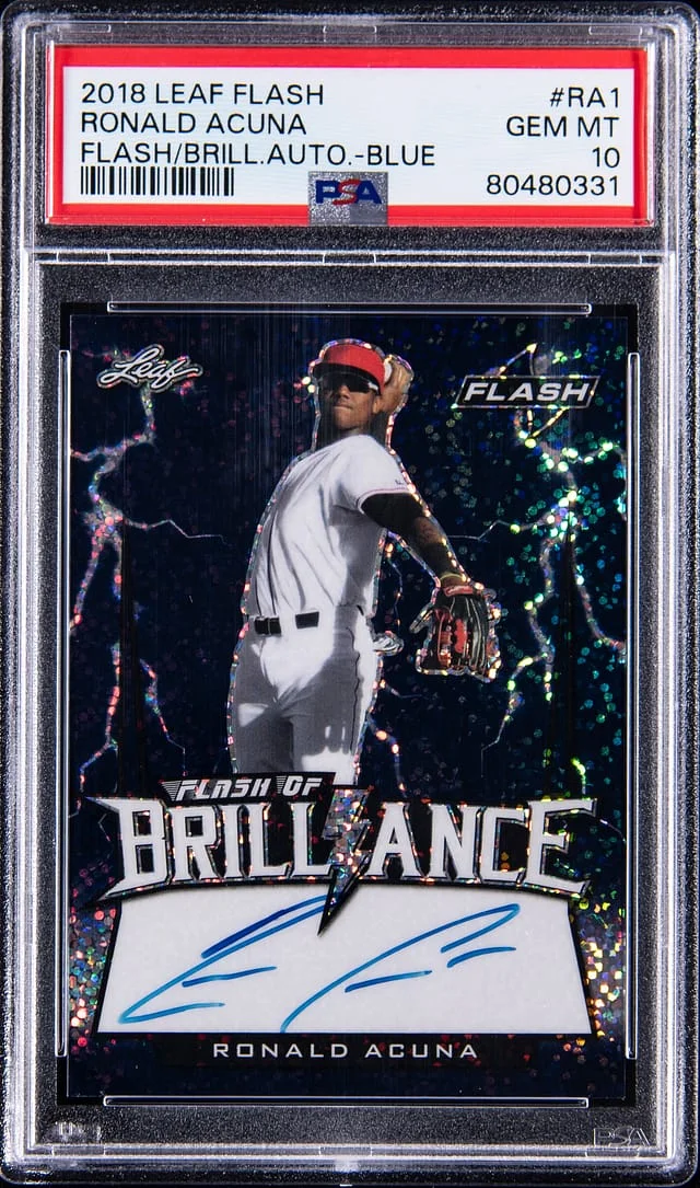 2018 Leaf Ronald Acuna Jr. Flash Flash of Brilliance Autograph Blue #FOB-RA1 card image
