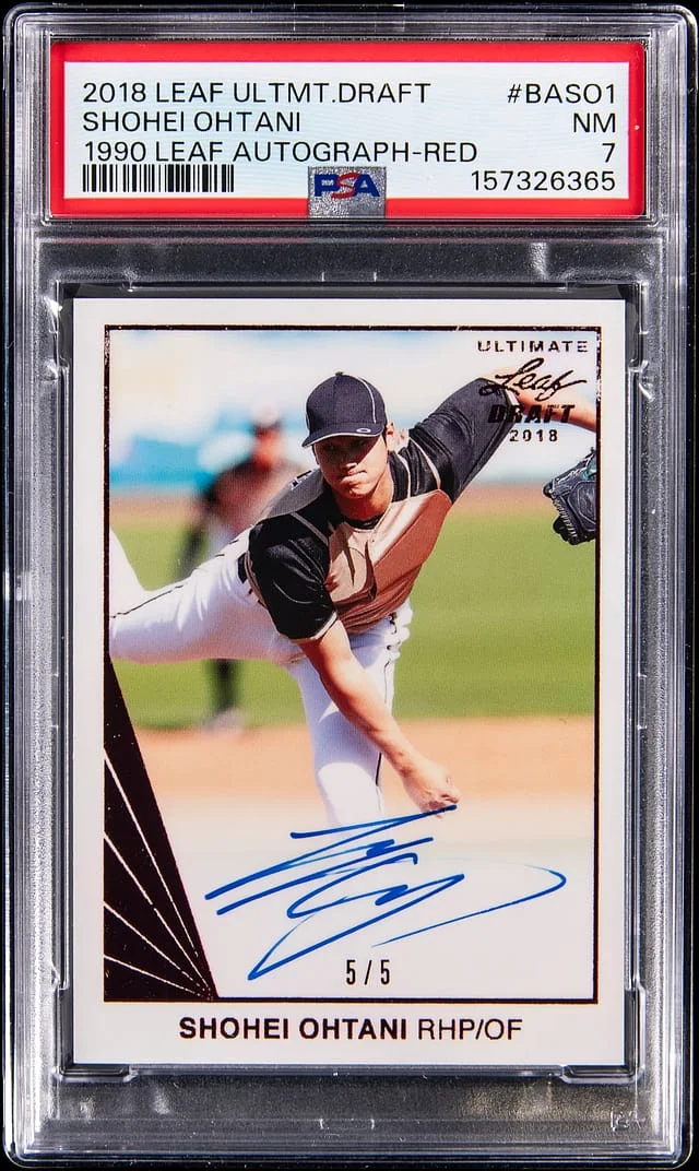2018 Leaf Shohei Ohtani Ultimate Draft '90 Leaf Autographs Red #BA-SO1 card image