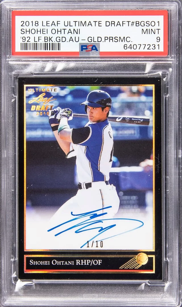 2018 Leaf Shohei Ohtani Ultimate Draft '92 Leaf Black Gold Autograph Gold Prismatic #BG-SO1 card image
