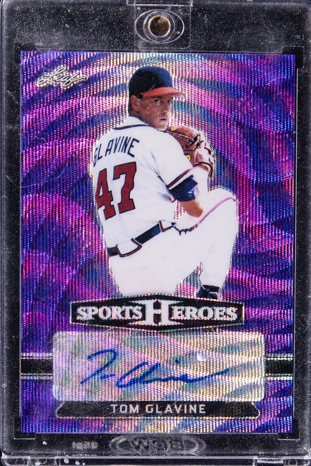 2018 Leaf Tom Glavine Sports Heroes Autographs Purple #BA-TG1 card image