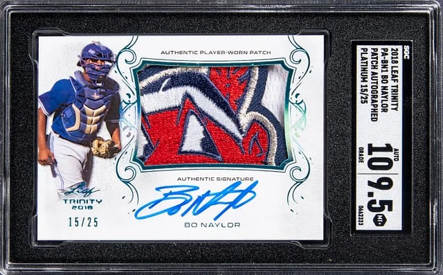 2018 Leaf Trinity Bo Naylor Patch Autographed Platinum #PA-BN1 card image