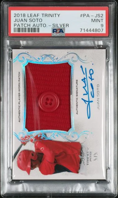 2018 Leaf Trinity Juan Soto Patch Autograph Silver #PA-JS2 card image