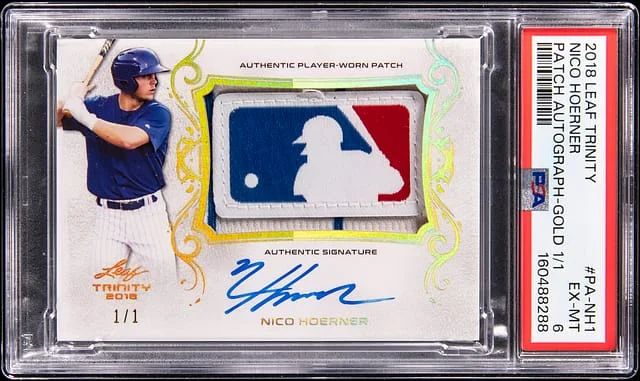 2018 Leaf Trinity Nico Hoerner Patch Autograph Gold #PA-NH1 card image