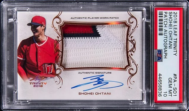 2018 Leaf Trinity Shohei Ohtani Patch Autograph Platinum #PA-SO1 card image