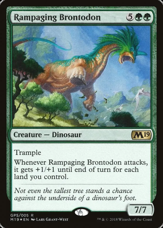 2018 M19 Gift Pack Rampaging Brontodon rare #GP5 unlisted card image