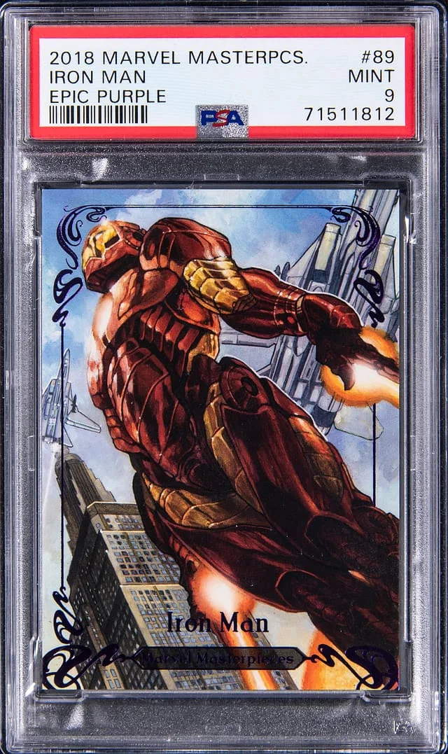 2018 Marvel Masterpieces Epic Purple Iron Man #89 card image