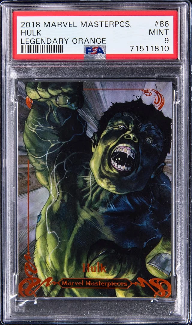 2018 Marvel Masterpieces Legendary Orange Hulk #86 card image