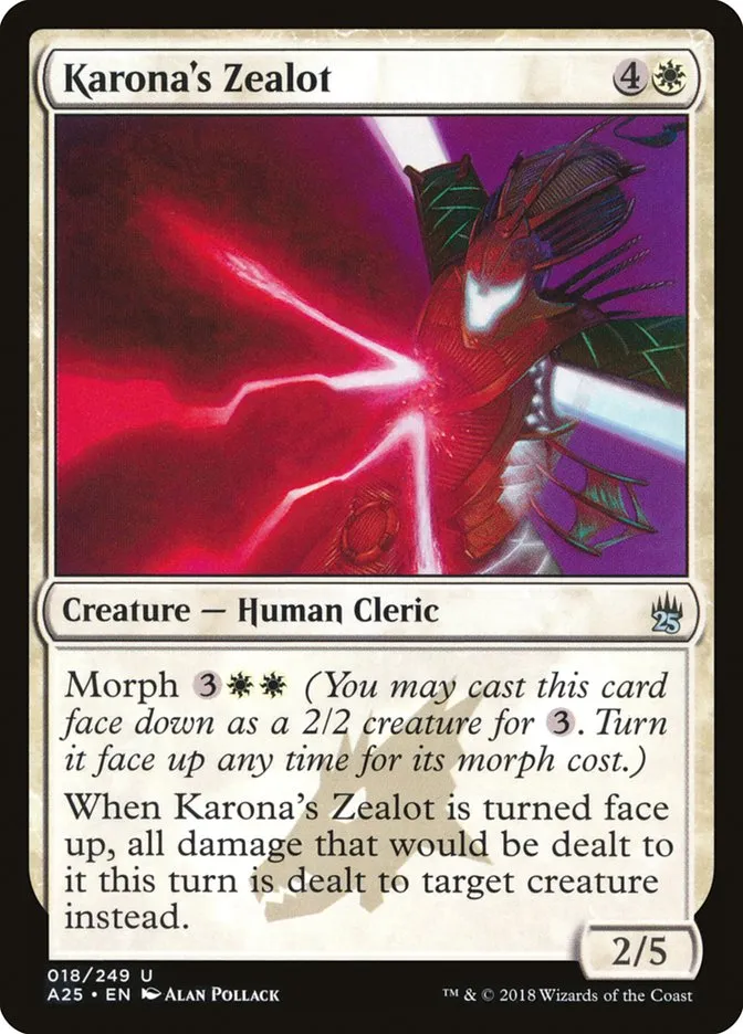 2018 Masters 25 Karona's Zealot uncommon #18 unlisted card image
