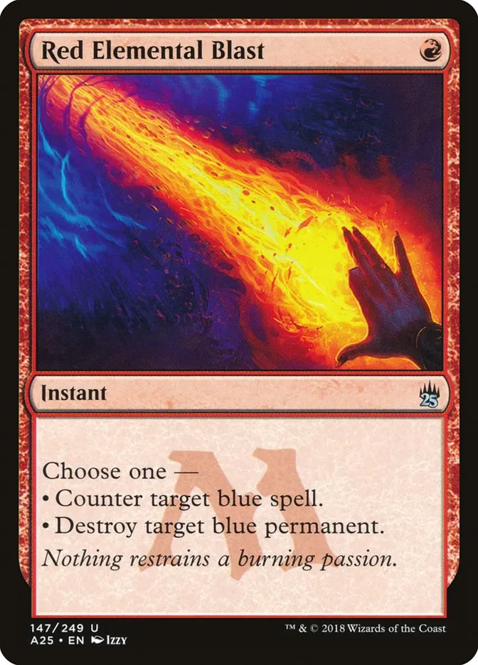 2018 Masters 25 Red Elemental Blast uncommon #147 unlisted card image