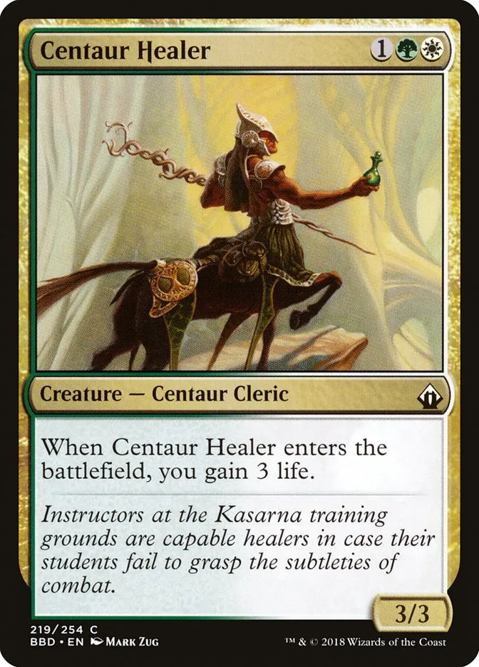 2018 Battlebond Centaur Healer common #219 common card image