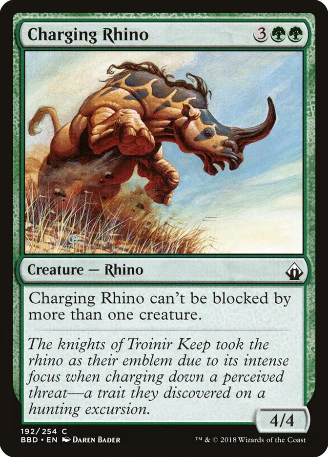 2018 Battlebond Charging Rhino #192 common card image