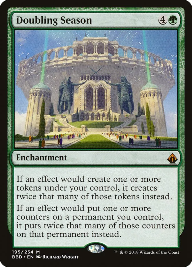 2018 Battlebond Doubling Season #195 mythic card image