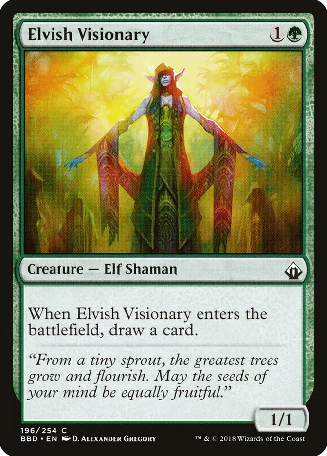 2018 Battlebond Elvish Visionary common #196 common card image