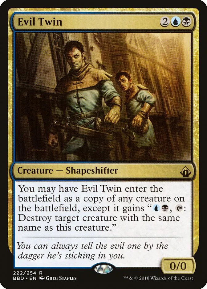 2018 Battlebond Evil Twin #222 rare card image