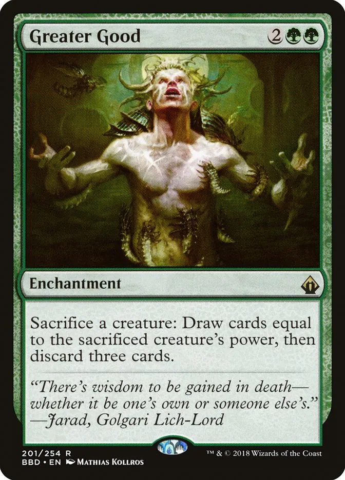 2018 Battlebond Greater Good #201 rare card image