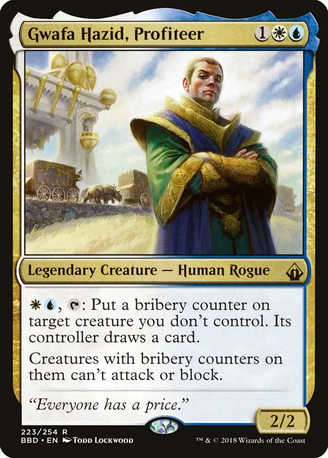 2018 Battlebond Gwafa Hazid, Profiteer #223 rare card image
