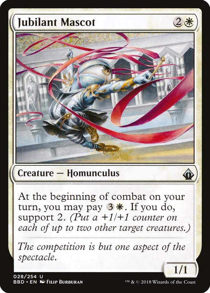 2018 Battlebond Jubilant Mascot #28 uncommon card image