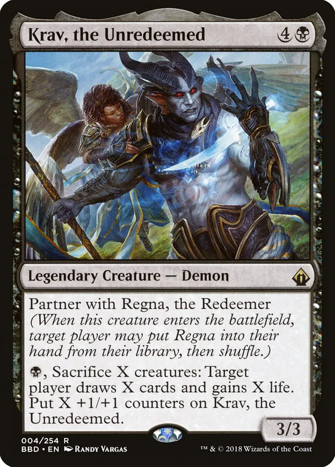 2018 Battlebond Krav, the Unredeemed #4 rare card image