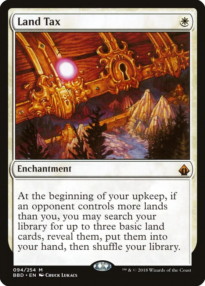 2018 Battlebond Land Tax #94 mythic card image
