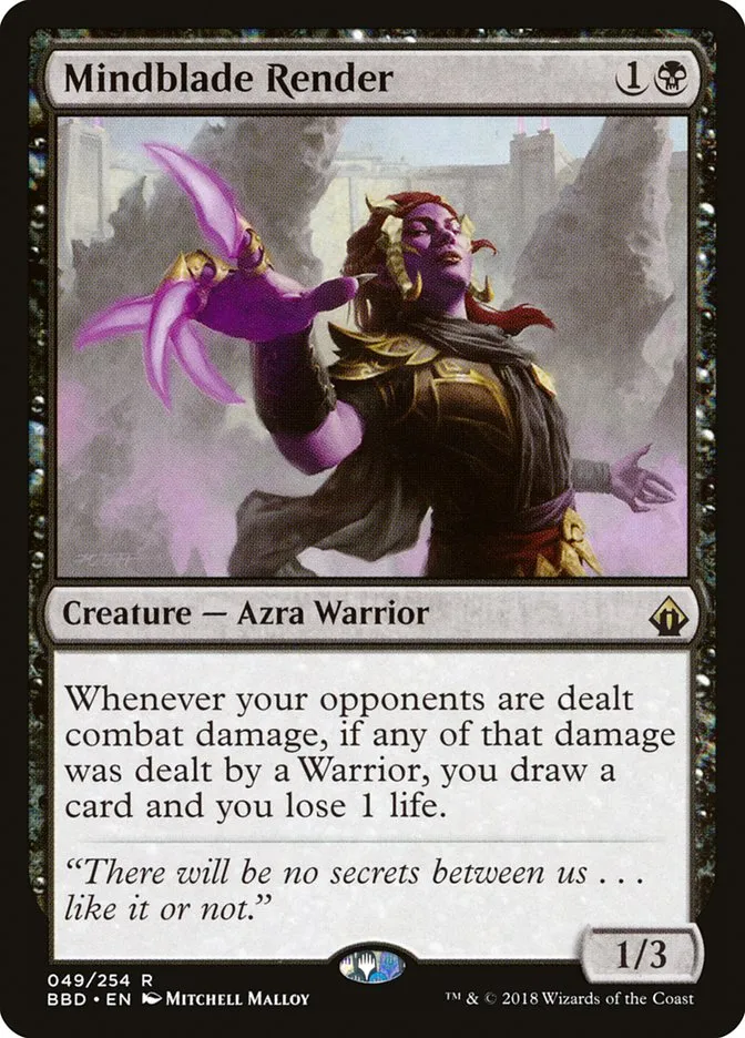 2018 Battlebond Mindblade Render rare #49 rare card image