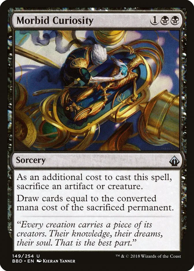 2018 Battlebond Morbid Curiosity uncommon #149 uncommon card image