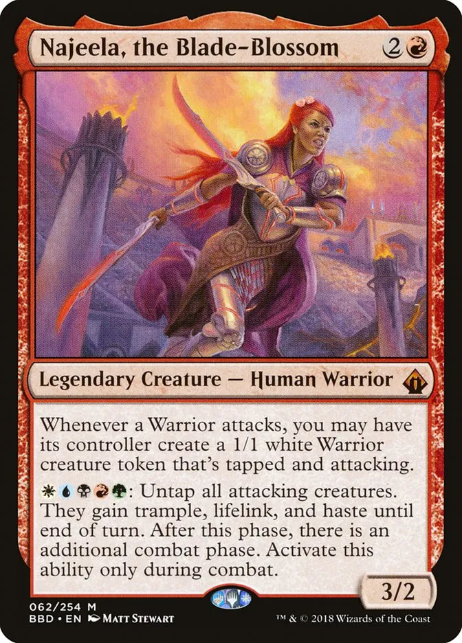 2018 Battlebond Najeela, the Blade-Blossom #62 mythic card image