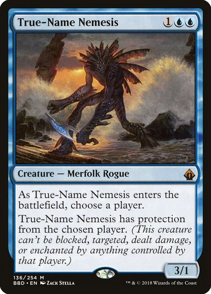 2018 Battlebond True-Name Nemesis mythic #136 mythic card image