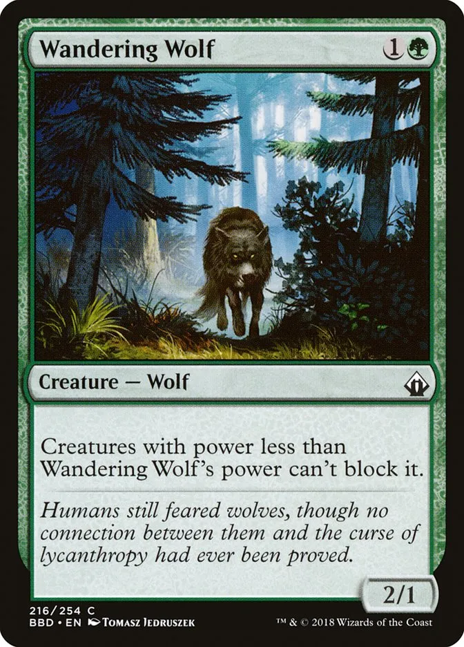 2018 Battlebond Wandering Wolf common #216 common card image