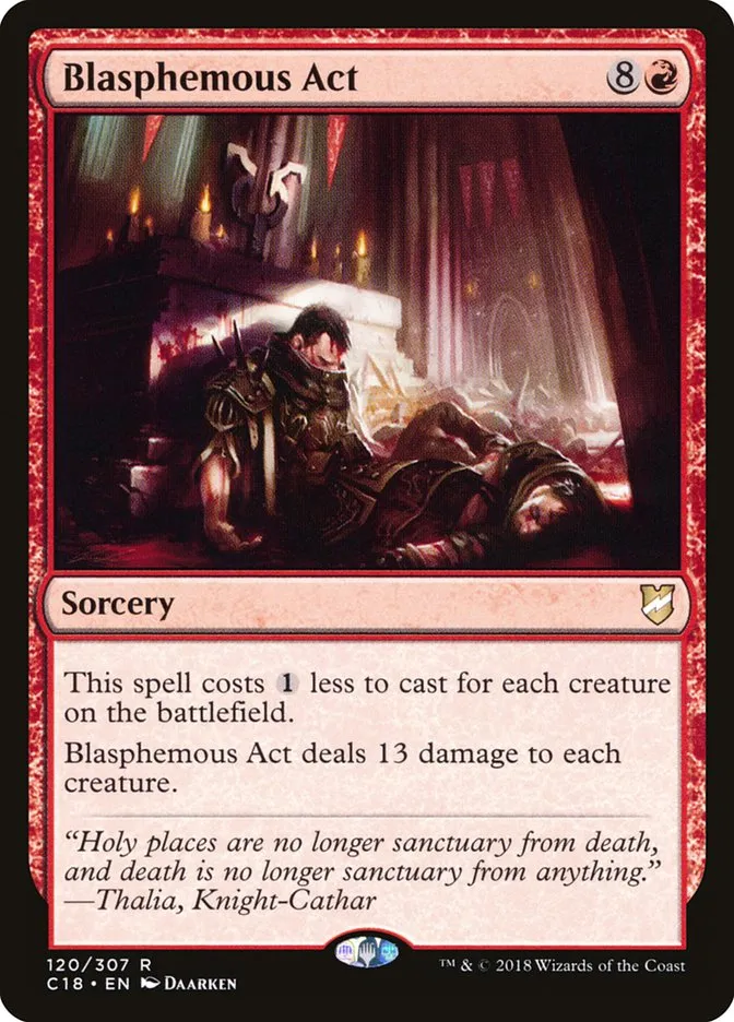 2018 Commander 2018 Blasphemous Act #120 rare card image