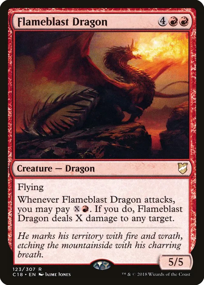 2018 Commander 2018 Flameblast Dragon rare #123 rare card image
