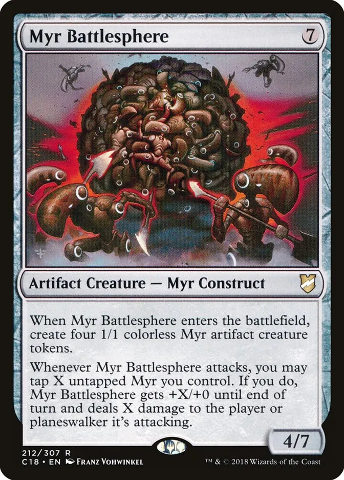 2018 Commander 2018 Myr Battlesphere #212 rare card image