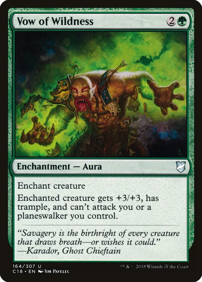 2018 Commander 2018 Vow of Wildness #164 uncommon card image