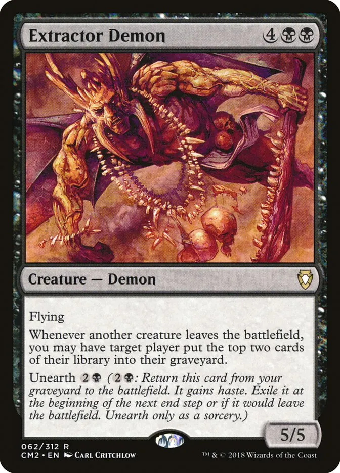 2018 Commander Anthology Volume II Extractor Demon rare #62 rare card image