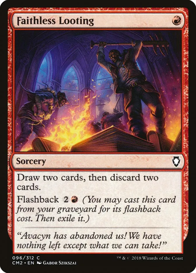 2018 Commander Anthology Volume II Faithless Looting #96 common card image