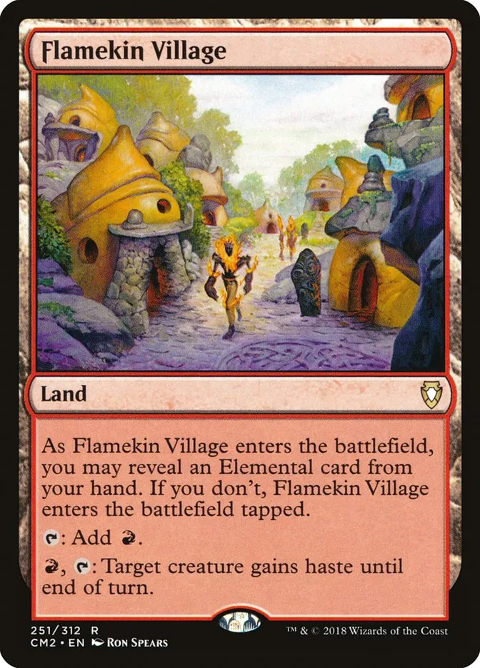 2018 Commander Anthology Volume II Flamekin Village rare #251 rare card image