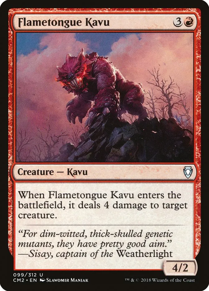 2018 Commander Anthology Volume II Flametongue Kavu #99 uncommon card image
