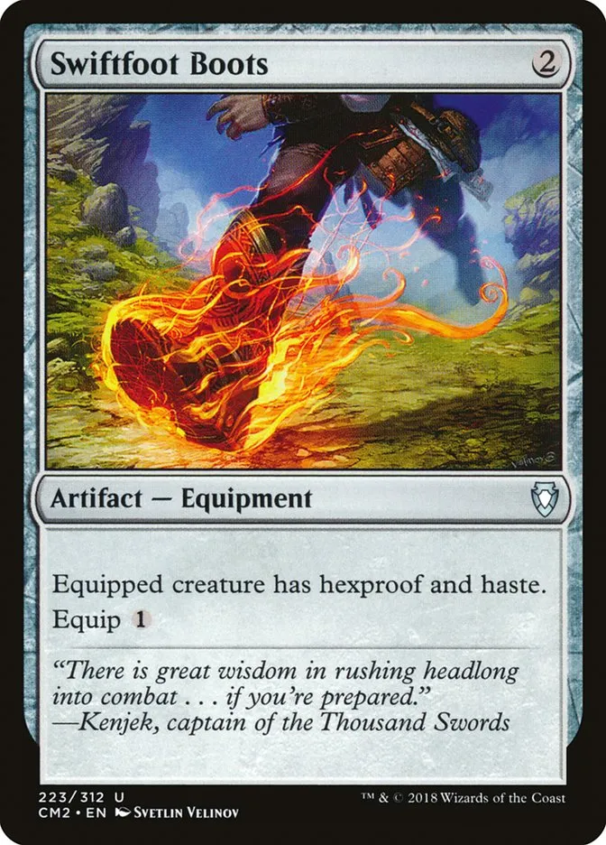 2018 Commander Anthology Volume II Swiftfoot Boots #223 uncommon card image