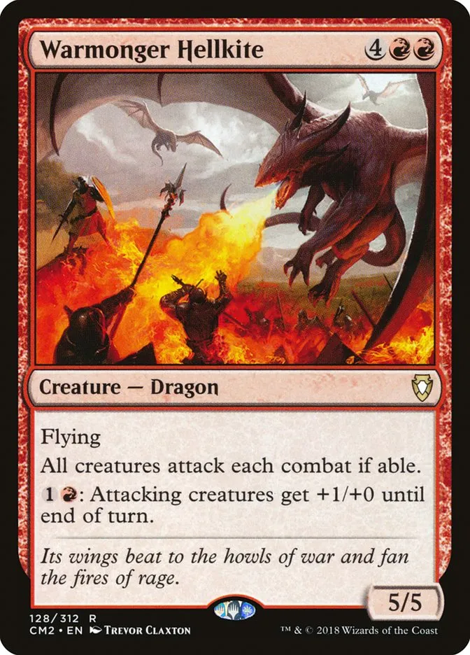 2018 Commander Anthology Volume II Warmonger Hellkite #128 rare card image