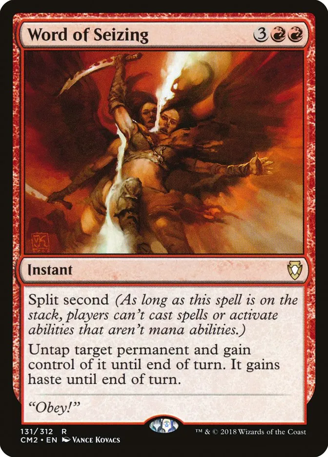 2018 Commander Anthology Volume II Word of Seizing #131 rare card image